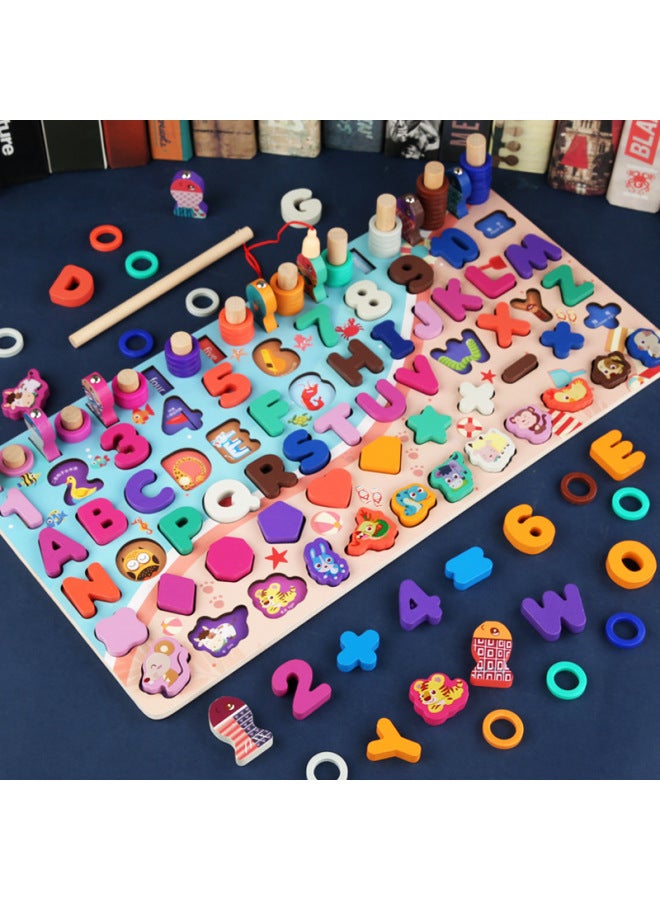 Hot-selling Children's Toys Digital Puzzle Building Blocks Assembled Early Education Educational Boys' And Girls' Baby Fishing Logarithmic Board-Color:Traffic Animal Seven-in-one Logarithmic Board - Image 3